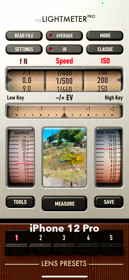 myLightMeter Pro auf iPhone 12 Pro