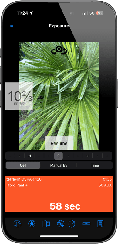 Ein Screenshot der App Pinhole Assist für iPhone